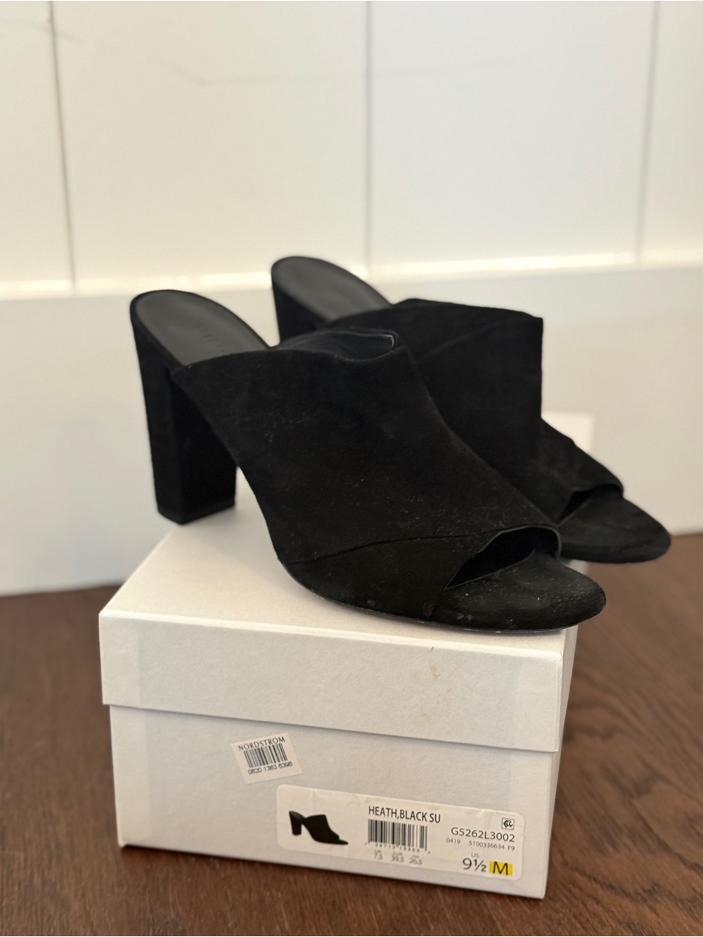 Vince Black Suede Open-Toe Block Heel Mules